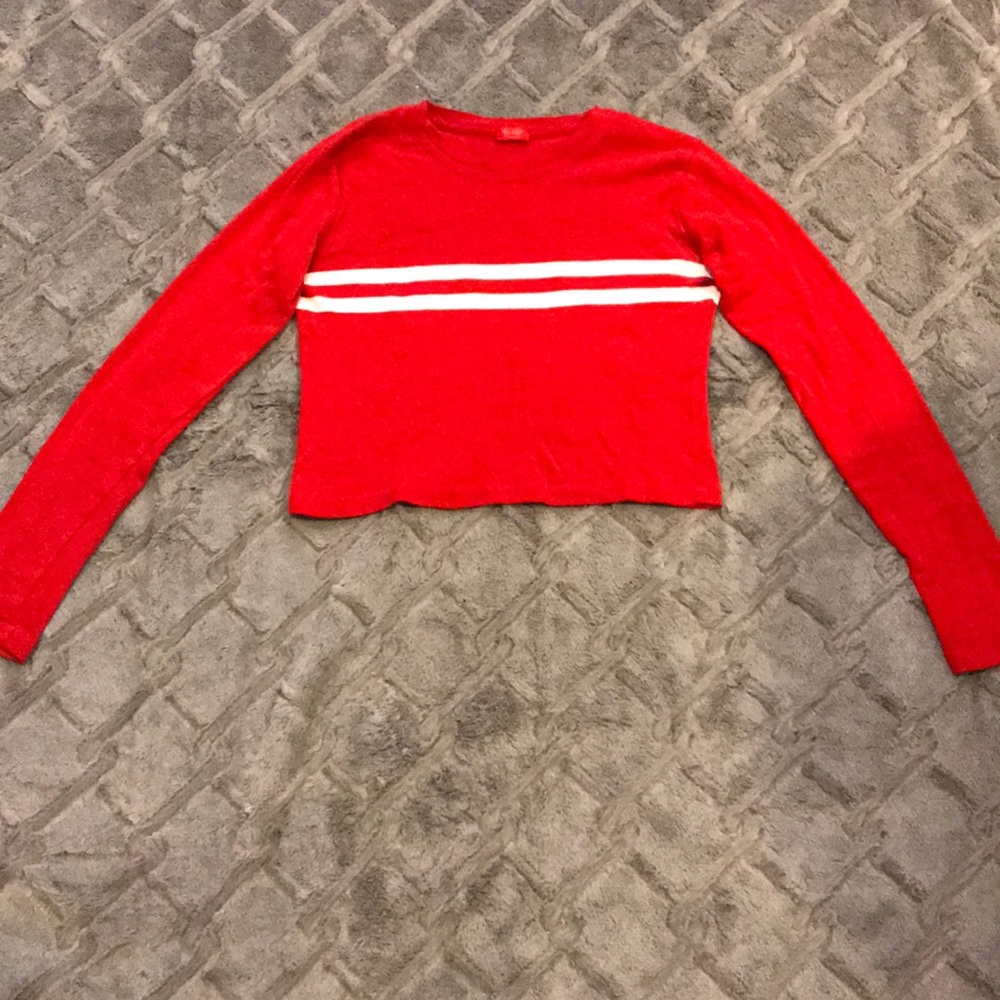 Brandy Melville Cropped Red Long Sleeve One Size